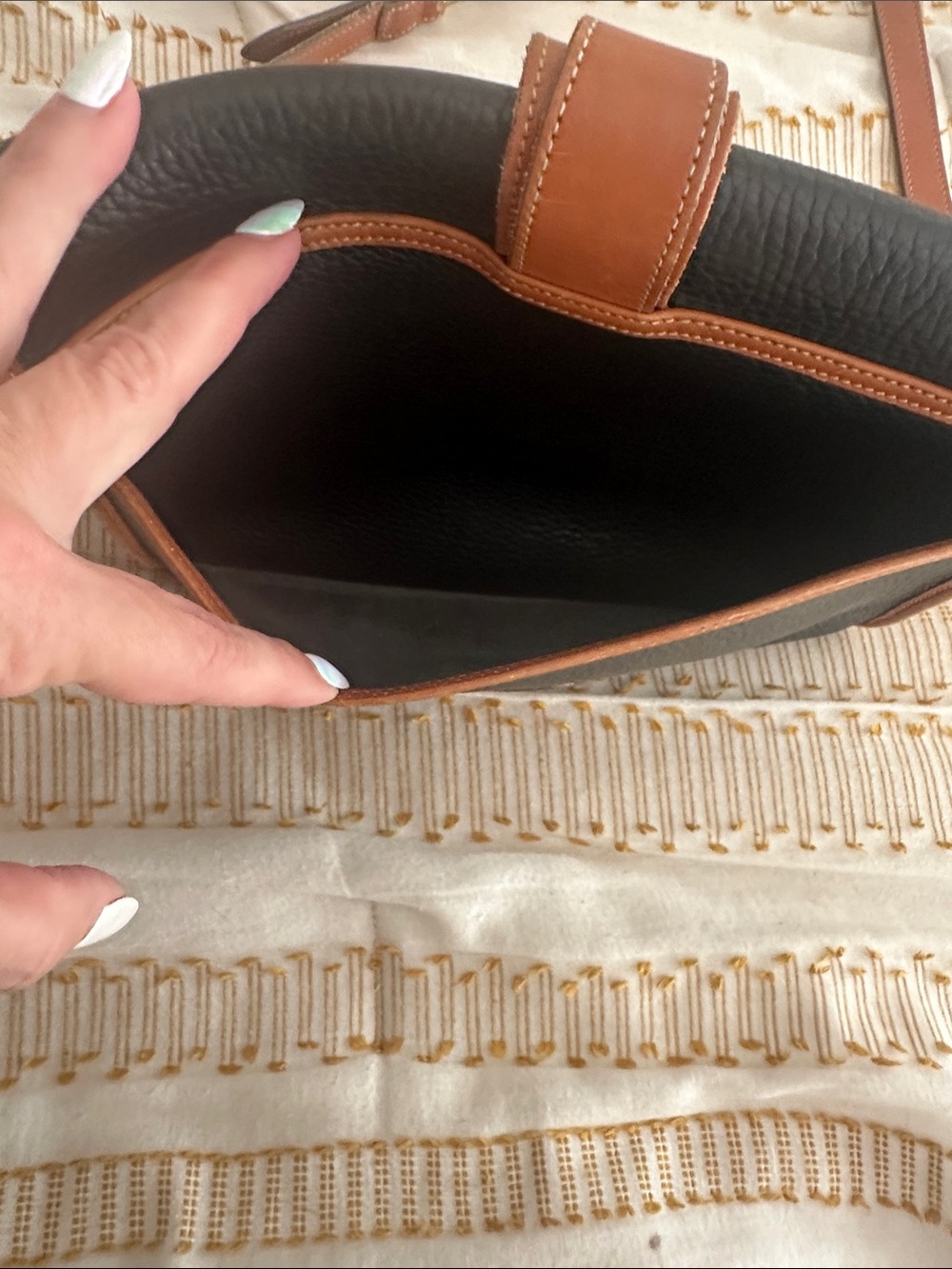 Dooney & Bourke Black with Brown Trim Pebbled Leather Crossbody - Picture 3 of 4